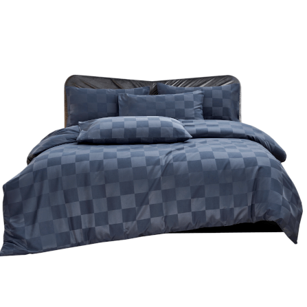 ชุดผ้าปูที่นอน 5 ฟุต 7 ชิ้น IBED ลายตาราง MALLARD BLUE พร้อมผ้านวมถอดซัก_0